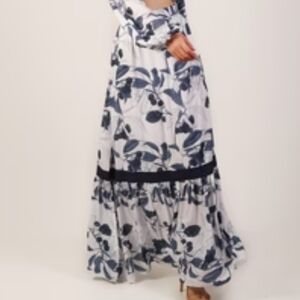 3LL Daniella Batlle Blue Cherrie Peasant Maxi Skirt Columbia Cottagecore M